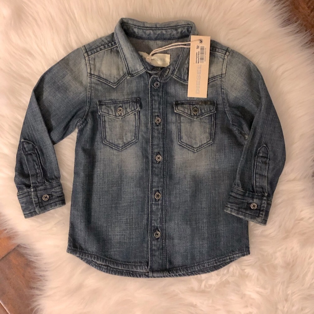 NWT 18M Diesel Denim Collared Jean Shirt Boys